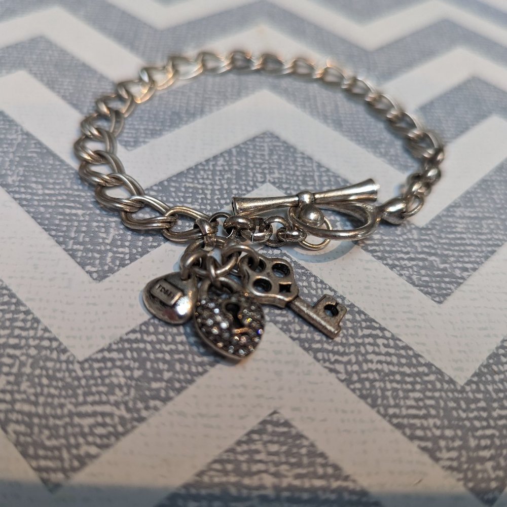 Silver Fossil Charm Bracelet
